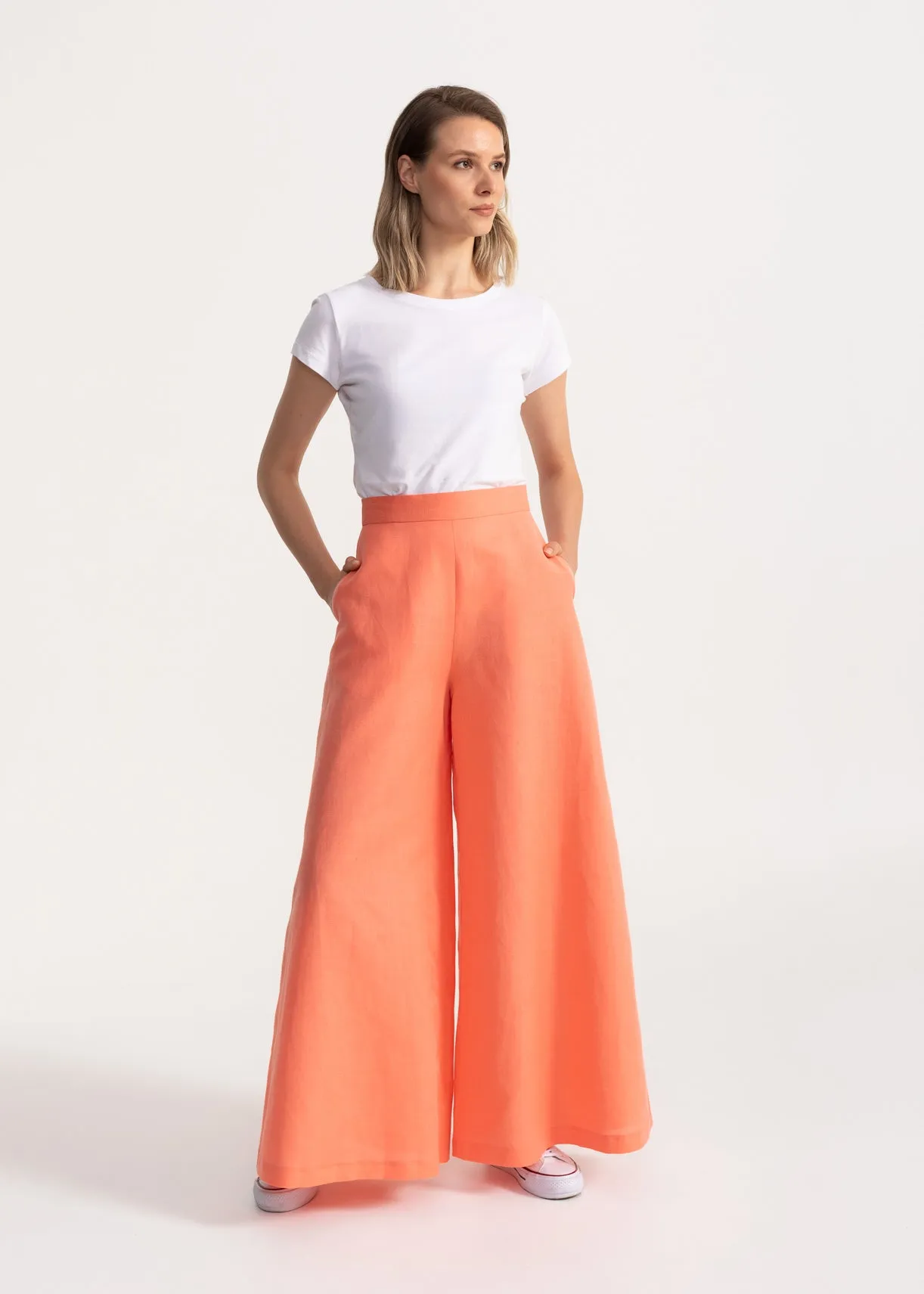 Women's Palazzo Linen Pants Melon sold by Ivalo.com product image thumbnail 4