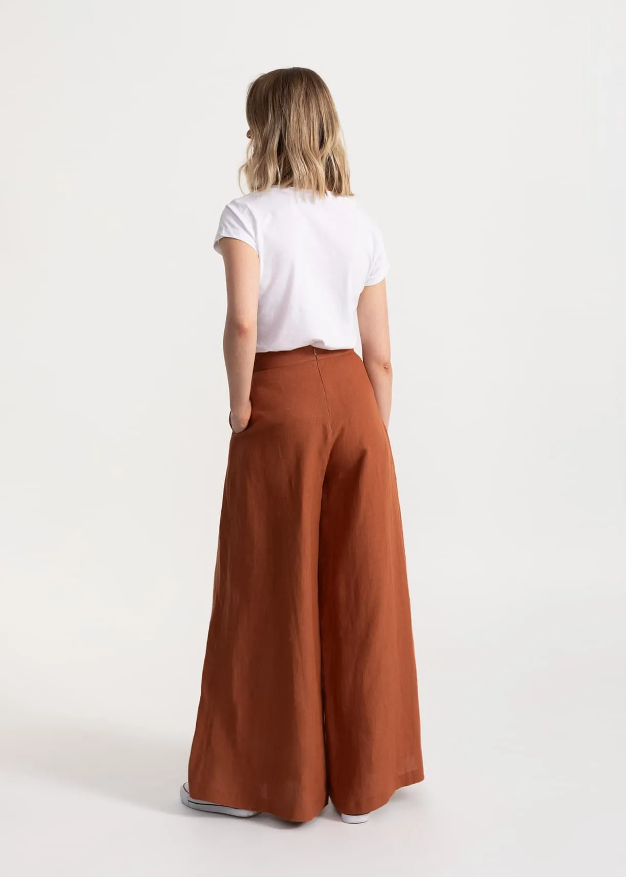 Women's Palazzo Linen Pants Terracotta sold by Ivalo.com product image thumbnail 2