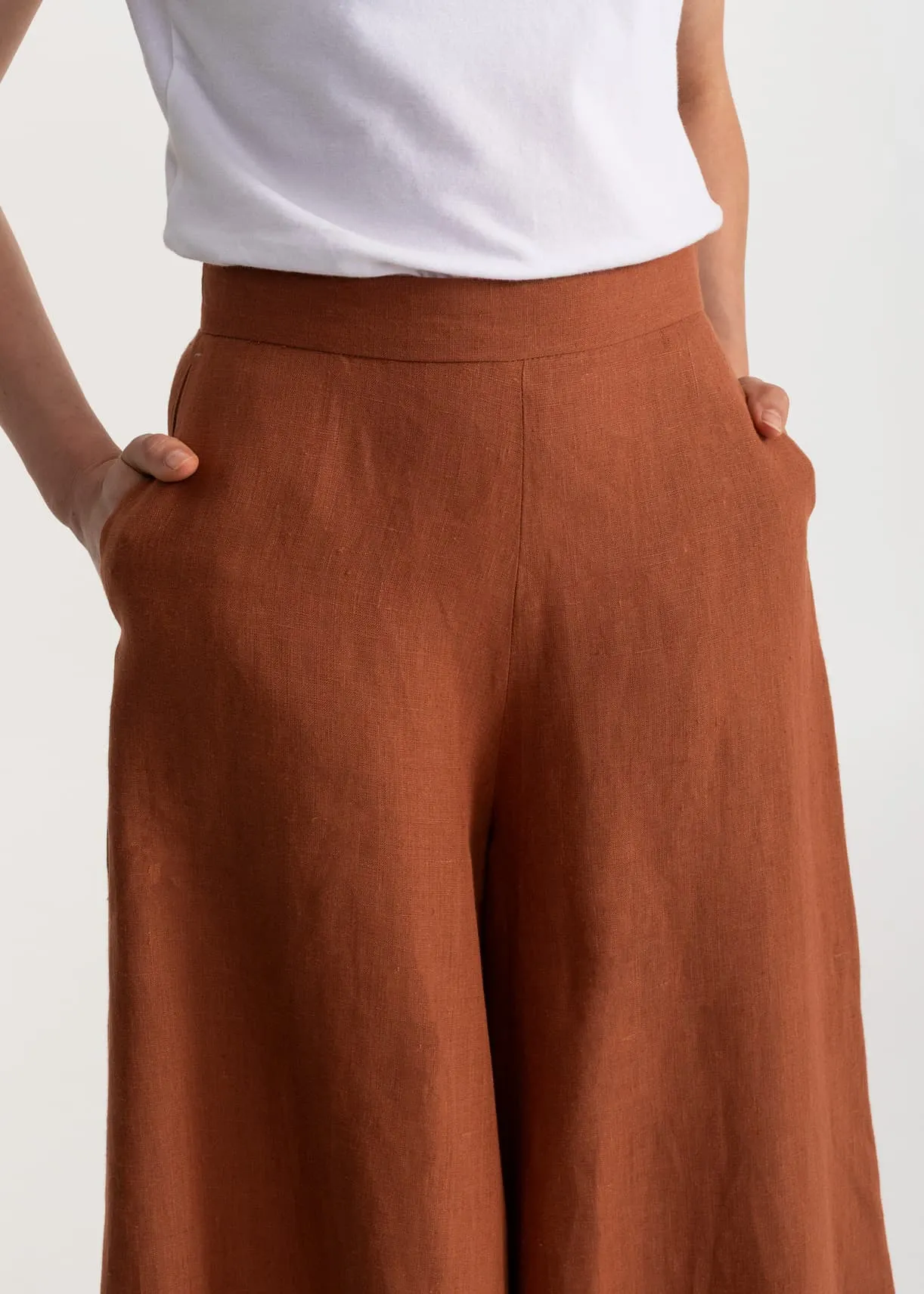 Women's Palazzo Linen Pants Terracotta sold by Ivalo.com product image thumbnail 3