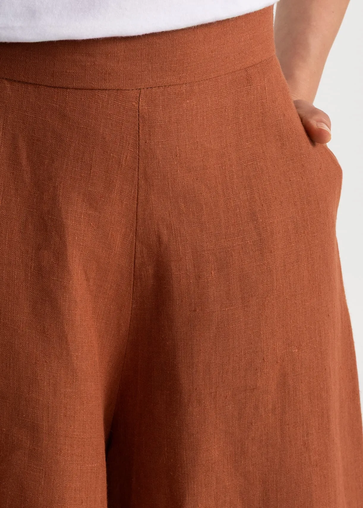 Women's Palazzo Linen Pants Terracotta sold by Ivalo.com product image thumbnail 5