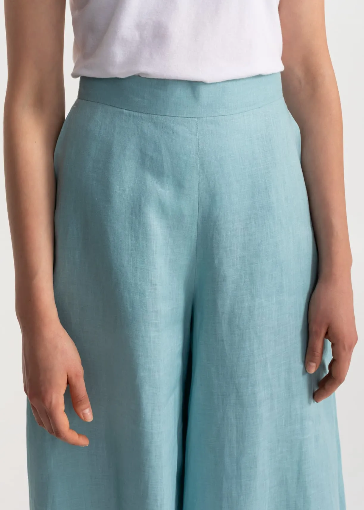 Women's Palazzo Linen Pants Aqua sold by Ivalo.com product image thumbnail 3