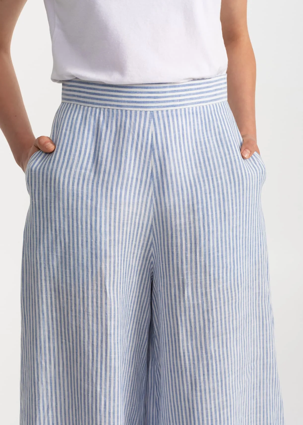 Women's Palazzo Linen Pants Blue Stripes sold by Ivalo.com product image thumbnail 5