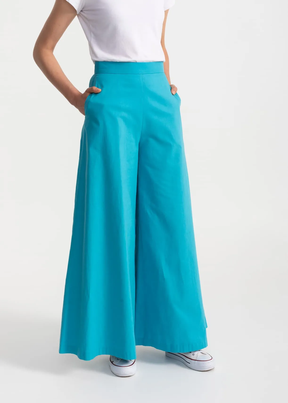 Women's Palazzo Cotton Pants Aqua sold by Ivalo.com