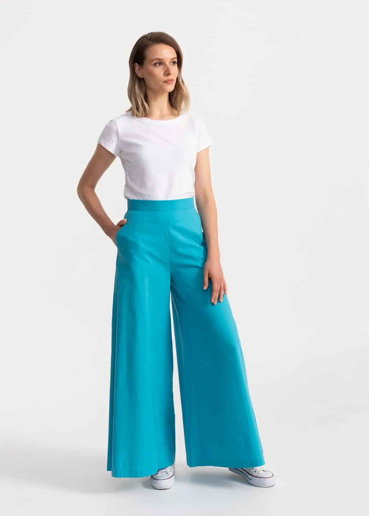 Women's Palazzo Cotton Pants Aqua sold by Ivalo.com product image thumbnail 4