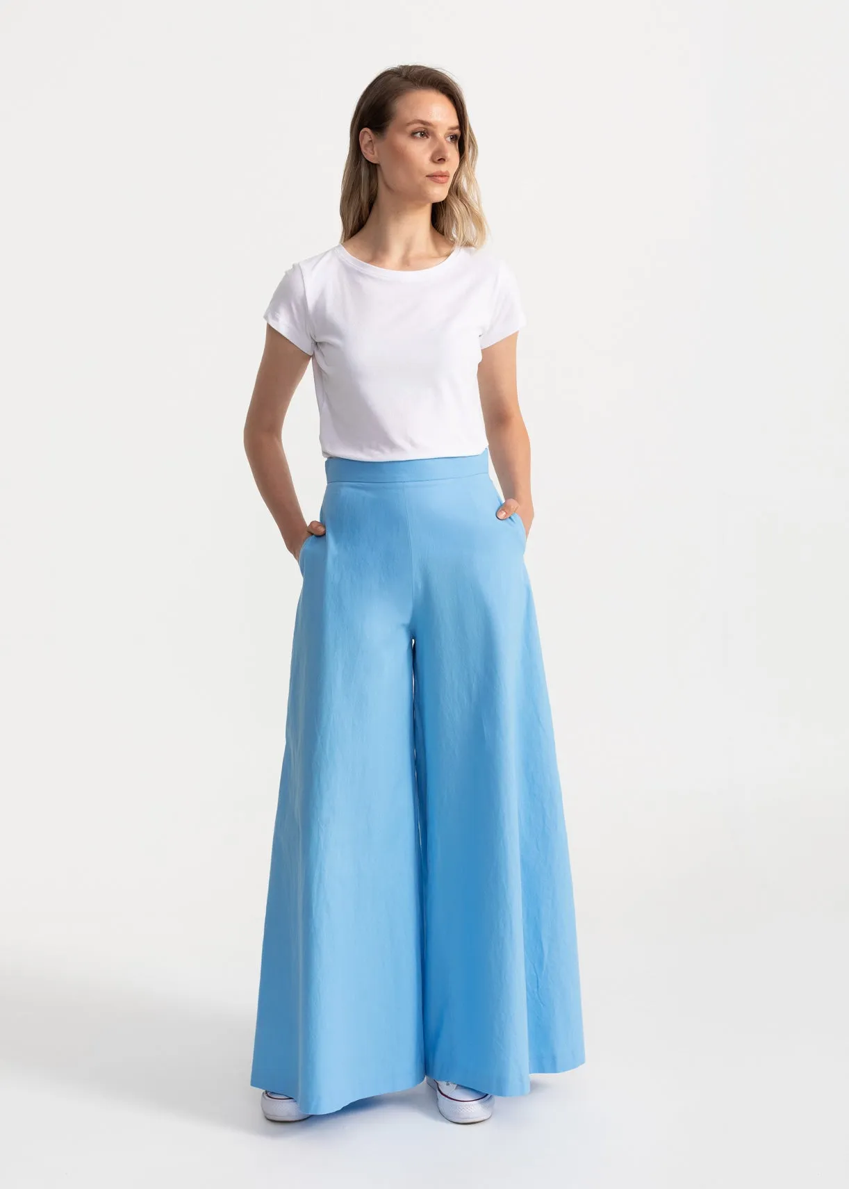 Women's Palazzo Cotton Pants Mediterranean Blue sold by Ivalo.com product image thumbnail 5