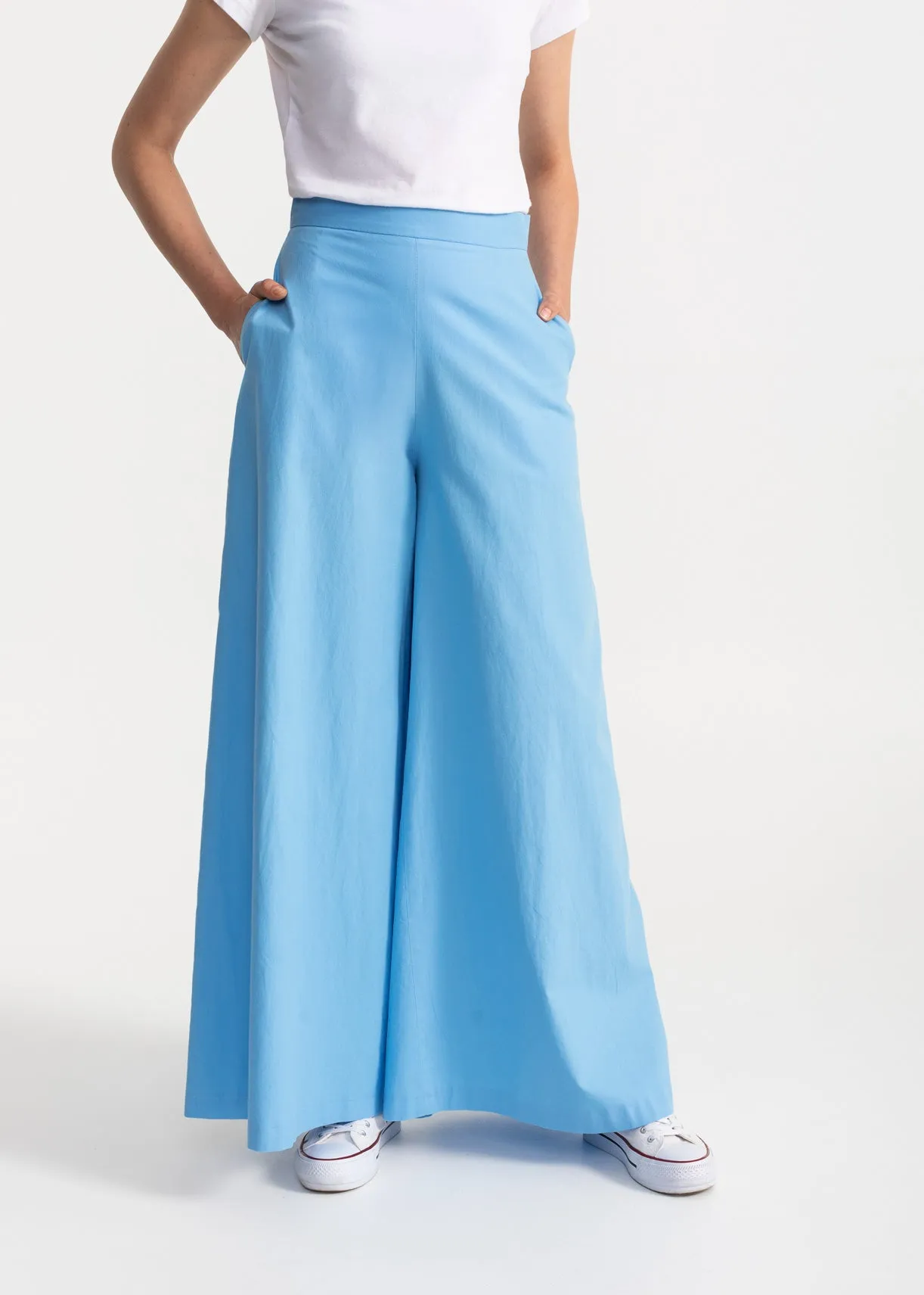 Women's Palazzo Cotton Pants Mediterranean Blue sold by Ivalo.com