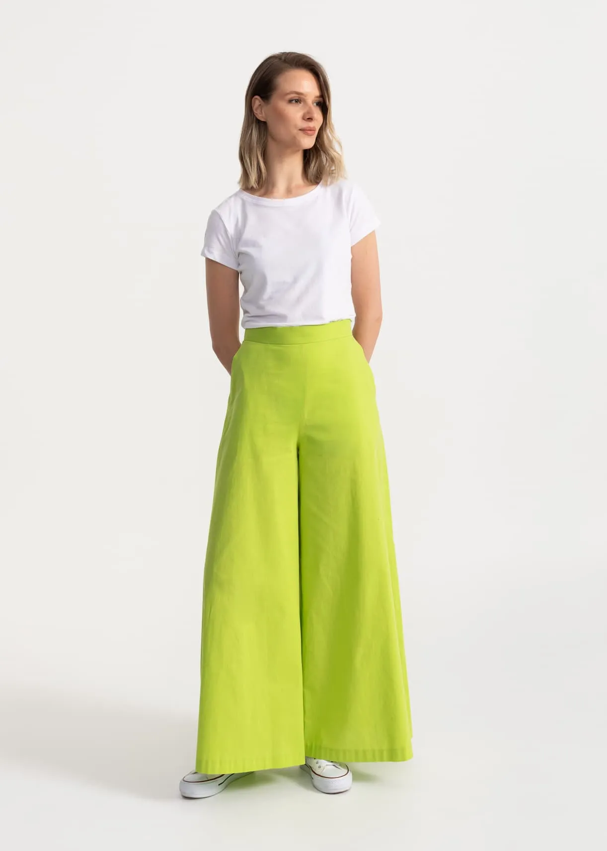 Women's Palazzo Cotton Pants Pistachio sold by Ivalo.com