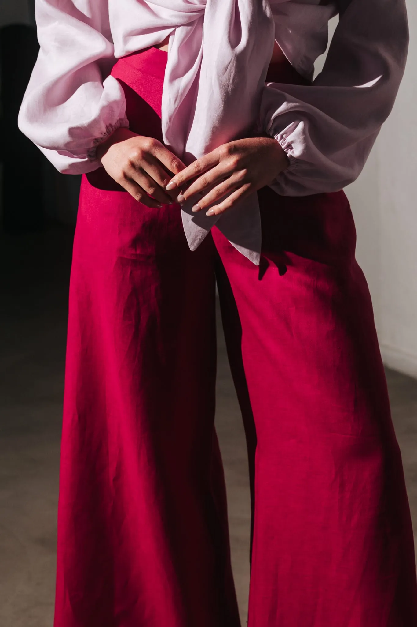 Women's Palazzo Linen Pants Fuchsia sold by Ivalo.com product image thumbnail 4