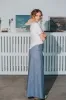 Women's Palazzo Linen Pants Dusty Blue sold by Ivalo.com