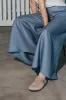 Women's Palazzo Linen Pants Dusty Blue sold by Ivalo.com