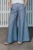 Women's Palazzo Linen Pants Dusty Blue sold by Ivalo.com