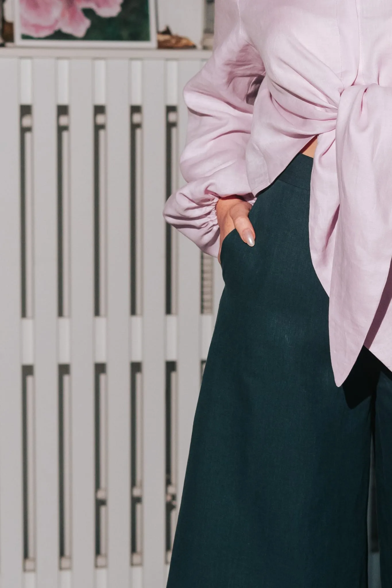 Women's Palazzo Linen Pants Forest Green sold by Ivalo.com product image thumbnail 5