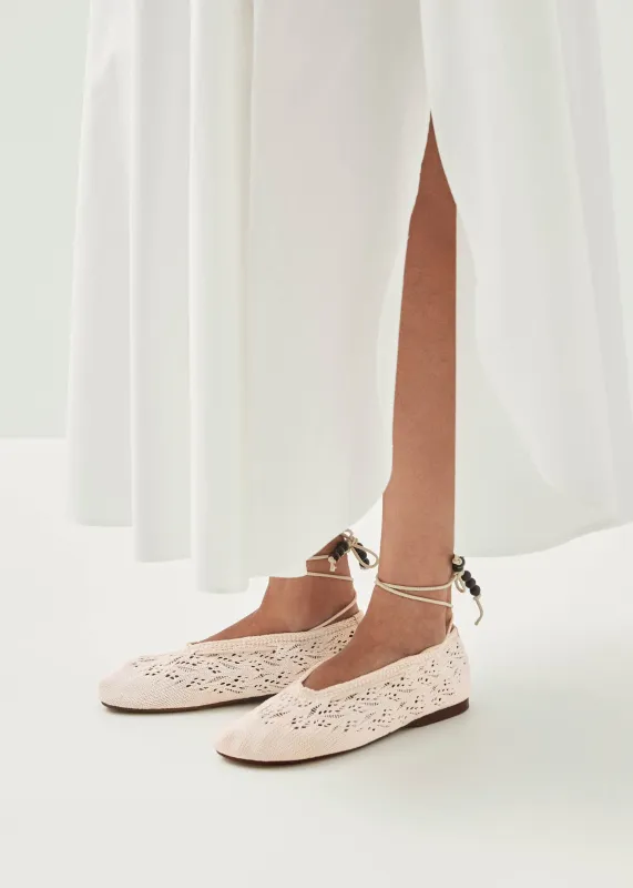 Rosemary Crochet Ballet Flats Cream sold by Ivalo.com
