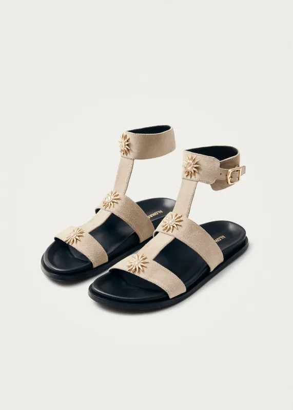 Clarisa Leather Sandals Suede Cream sold by Ivalo.com
