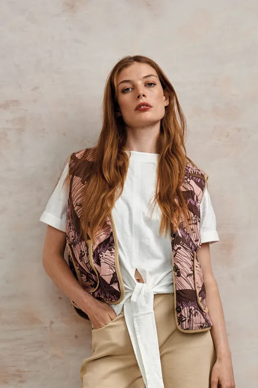 Wave Organic Cotton Reversible Vest Camel/Pink sold by Ivalo.com