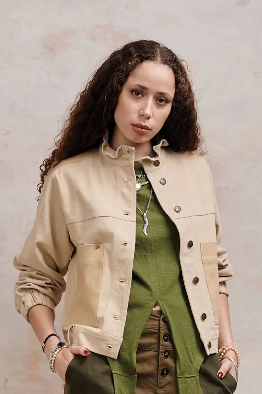 Ruffle Organic Cotton Jacket Dark Sand sold by Ivalo.com