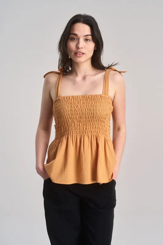 Gaia Organic Cotton Seersucker Top Orange sold by Ivalo.com