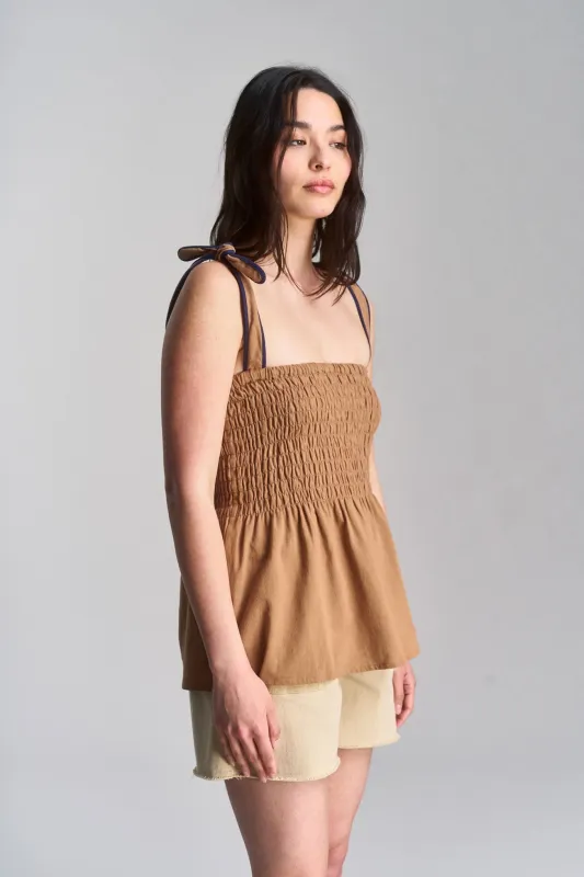Gaia Organic Cotton Seersucker Top Tan sold by Ivalo.com
