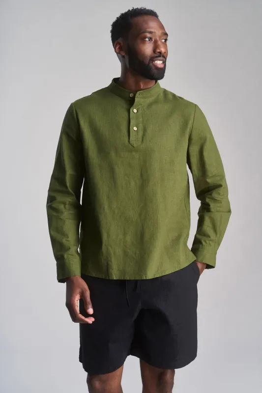 Elijah Linen/Cotton Shirt Khaki sold by Ivalo.com