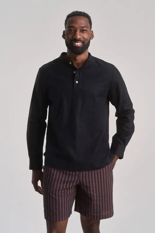Elijah Linen/Cotton Shirt Black sold by Ivalo.com