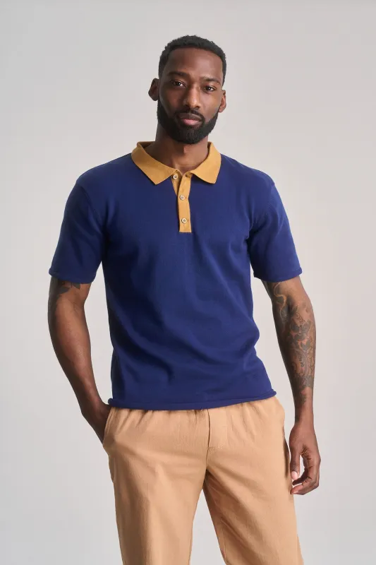Frank Organic Cotton Knit Polo Navy sold by Ivalo.com