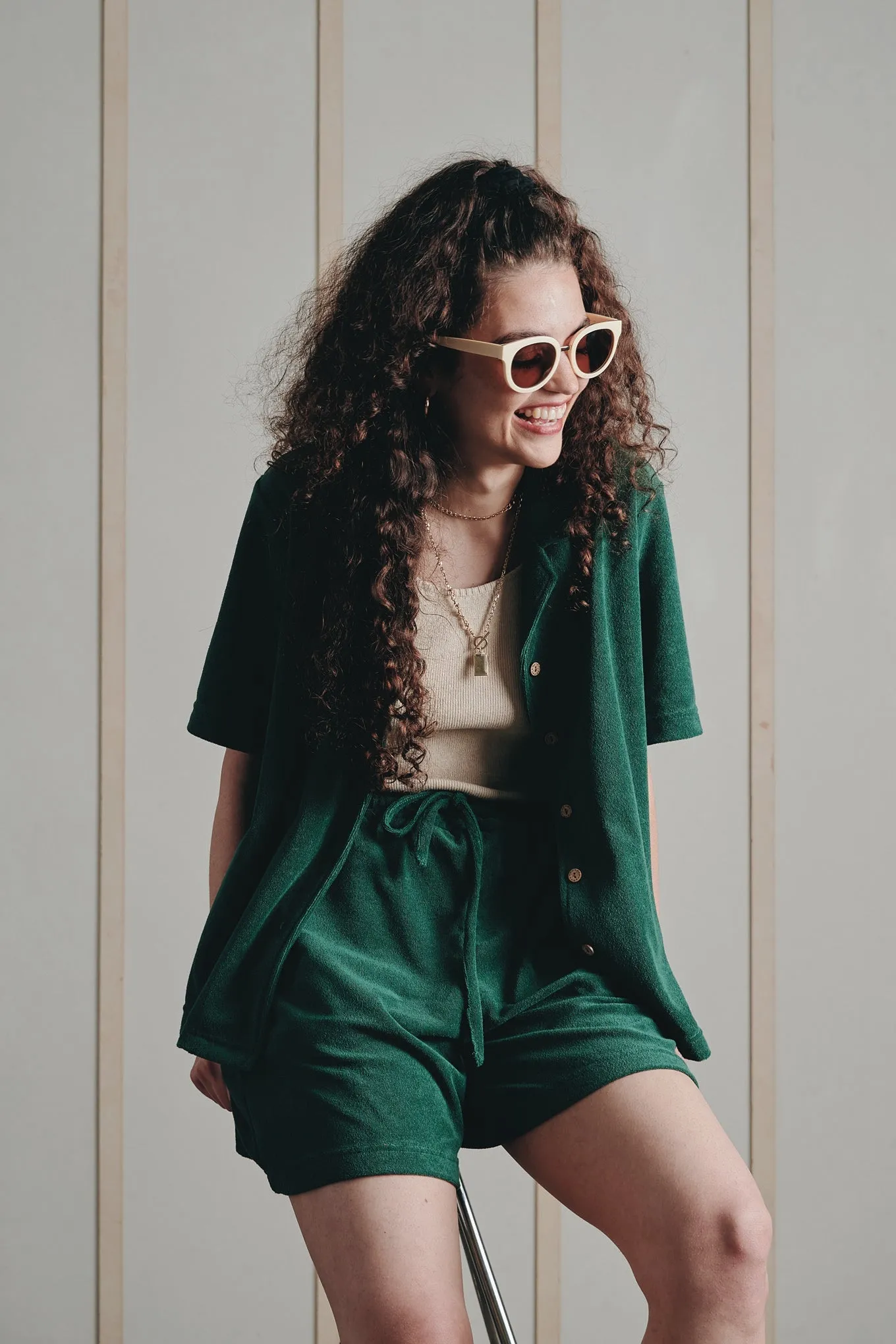 Ocean Cotton Blend Terry Towelling Shirt Jungle Green sold by Ivalo.com product image thumbnail 3