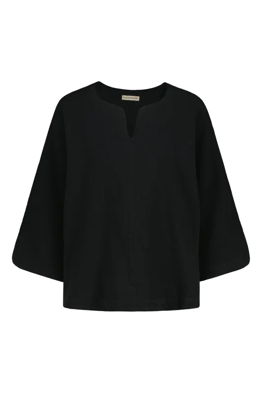 Lappo Linen-Cotton Shirt Raven Black sold by Ivalo.com