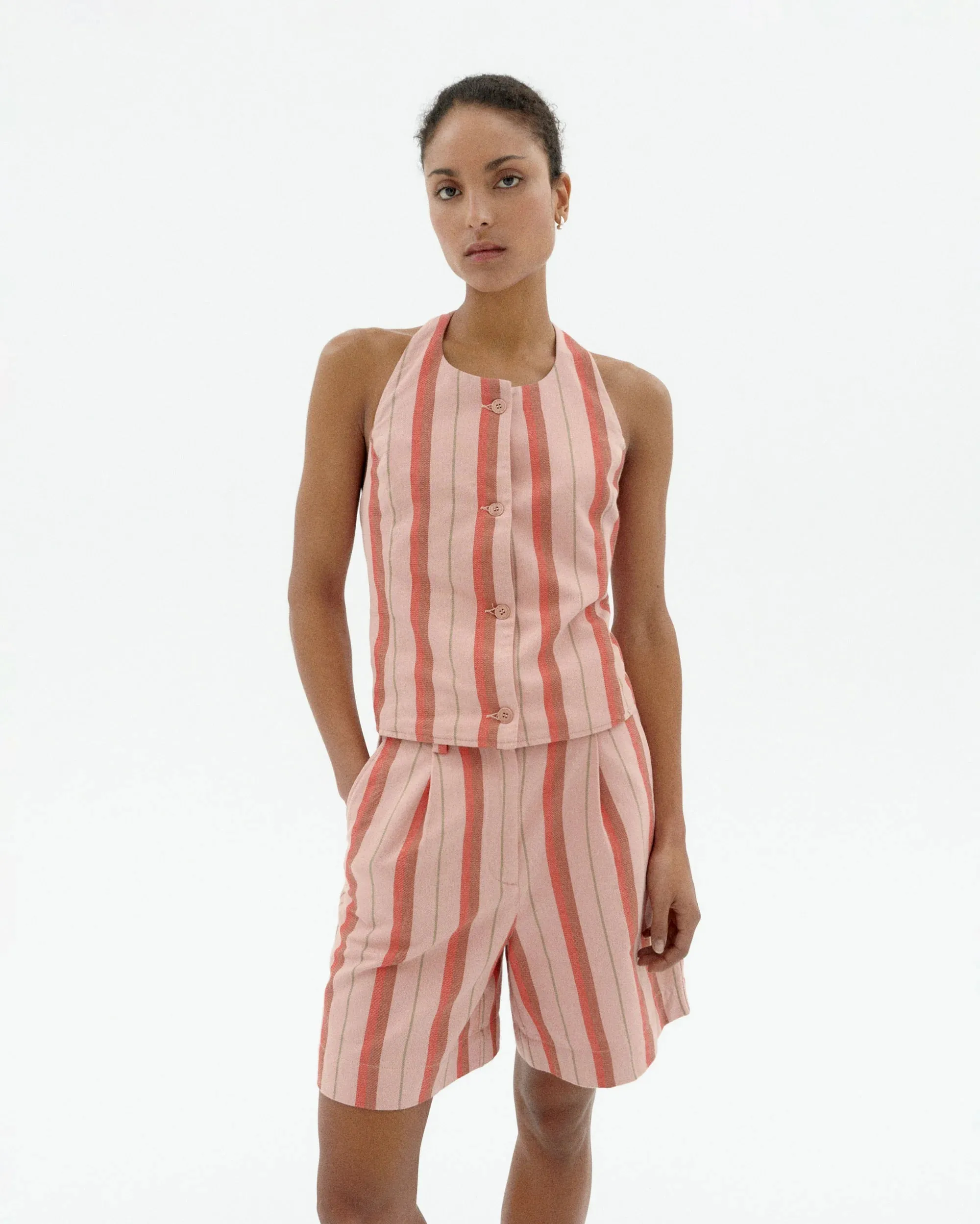 Melo Buttoned Halter Top Striped sold by Ivalo.com