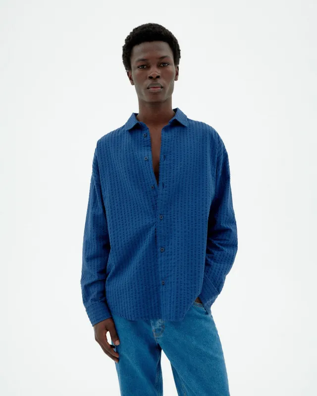 Men's Haru Seersucker Shirt Blue sold by Ivalo.com