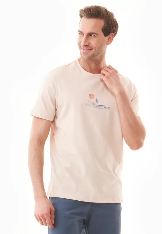 Men's Surf Print Organic Cotton T-Shirt Birch sold by Ivalo.com