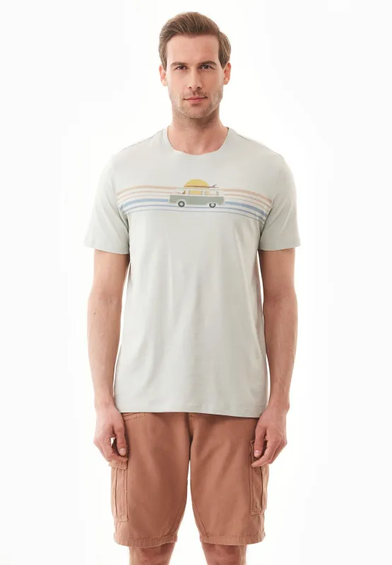 Men's Campervan Print Organic Cotton T-Shirt Olive Branch sold by Ivalo.com