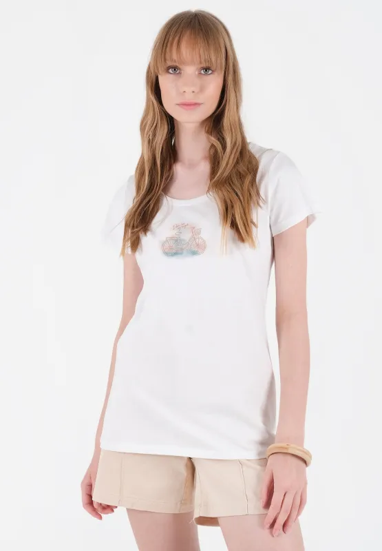 Bicycle Print Organic Cotton T-Shirt White sold by Ivalo.com