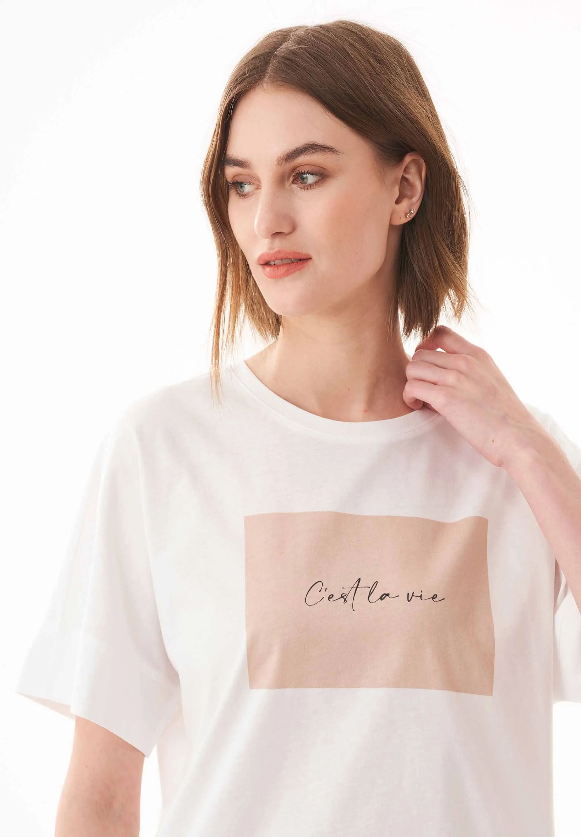 C'est la vie Organic Cotton T-Shirt Off White sold by Ivalo.com product image thumbnail 5