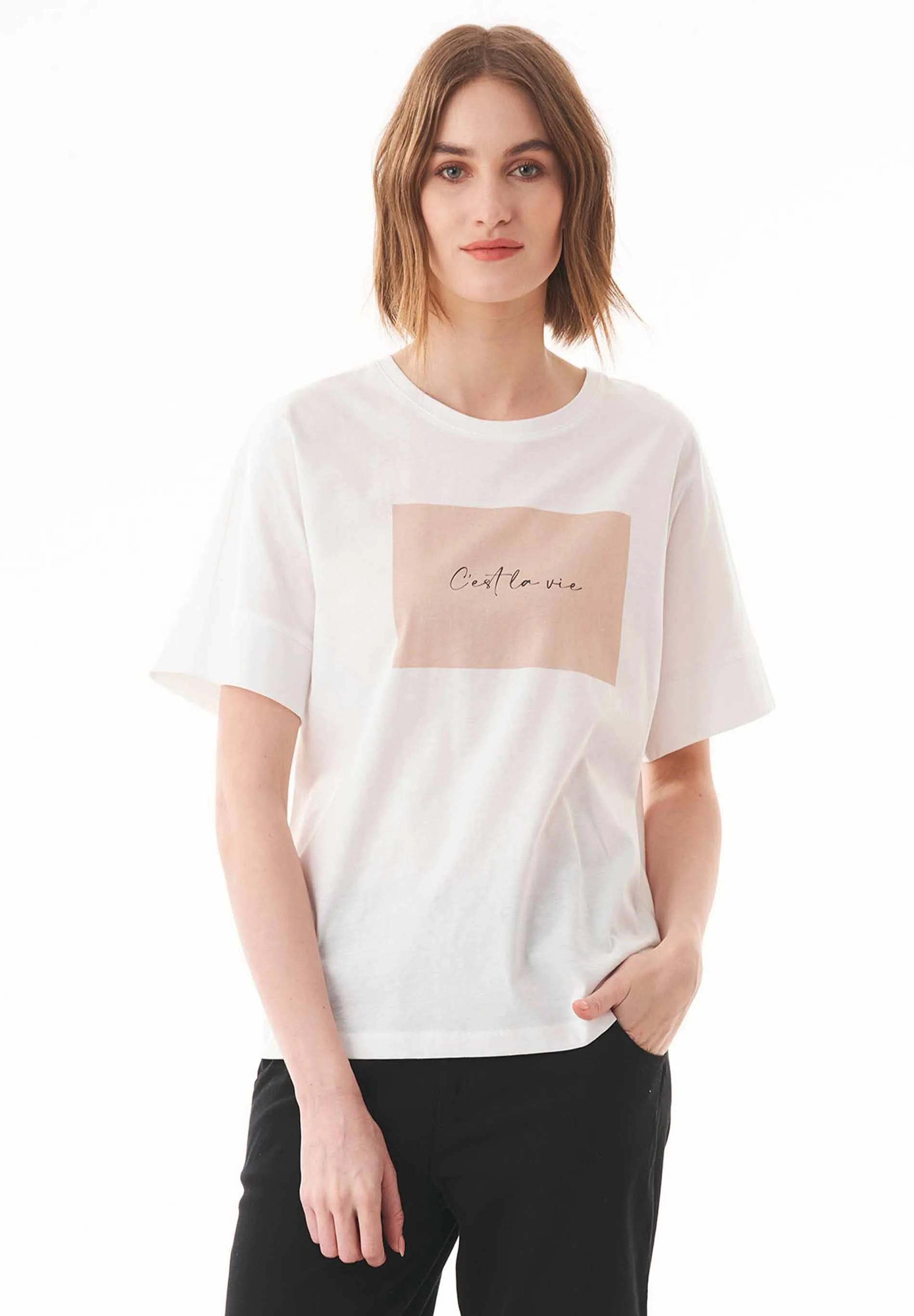 C'est la vie Organic Cotton T-Shirt Off White sold by Ivalo.com