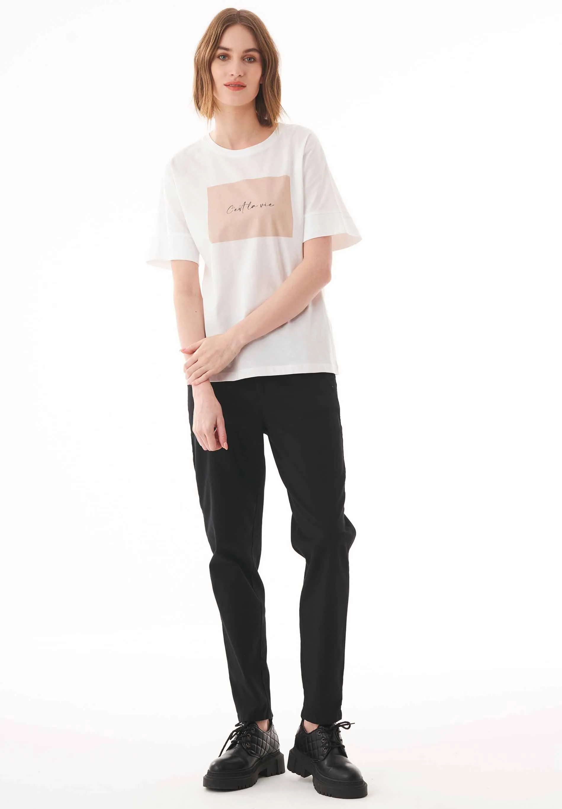 C'est la vie Organic Cotton T-Shirt Off White sold by Ivalo.com product image thumbnail 3