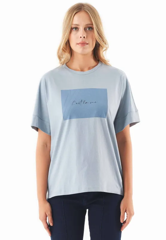 C'est la vie Organic Cotton T-Shirt Dusty Blue sold by Ivalo.com