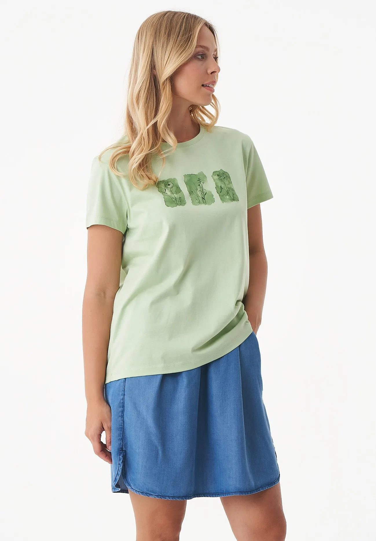 Nature Print Organic Cotton T-Shirt Foam Green sold by Ivalo.com product image thumbnail 4