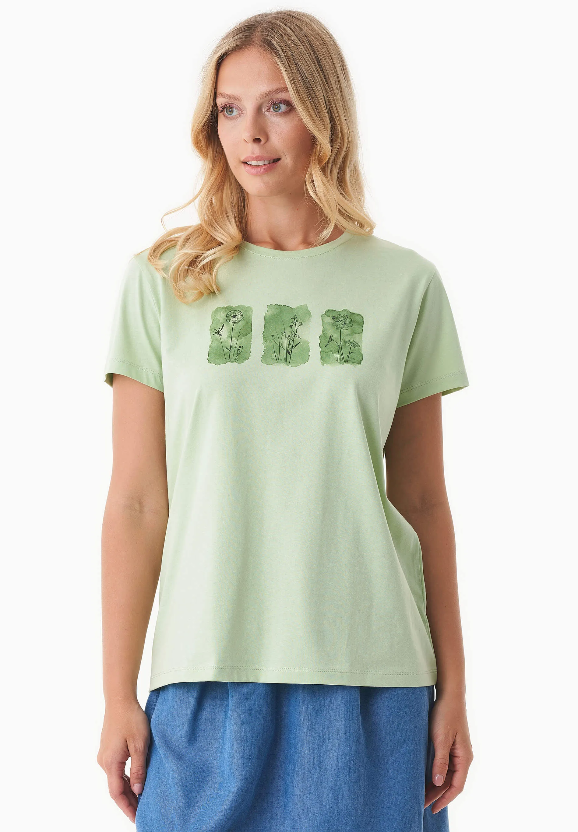 Nature Print Organic Cotton T-Shirt Foam Green sold by Ivalo.com