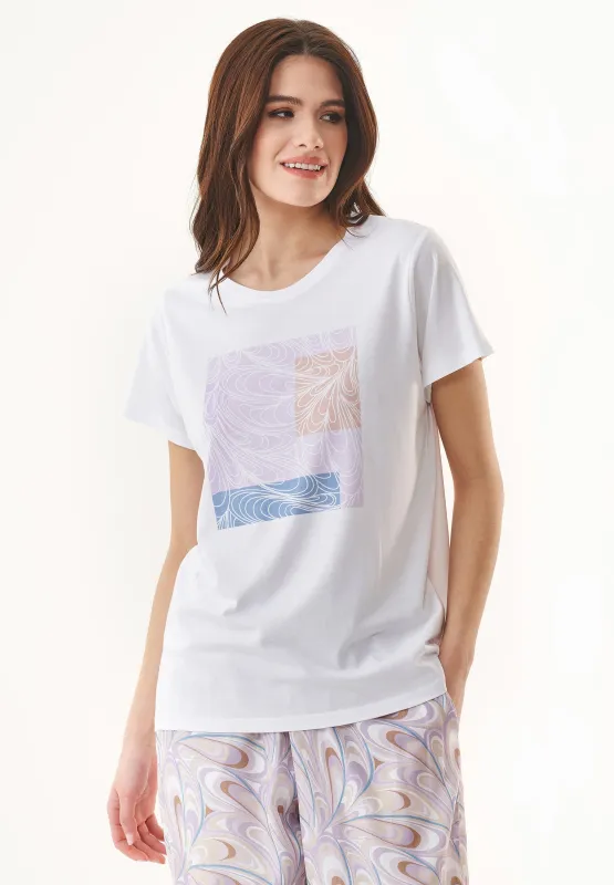 Colour Waves Print Organic Cotton T-Shirt White made by Ivalo.com