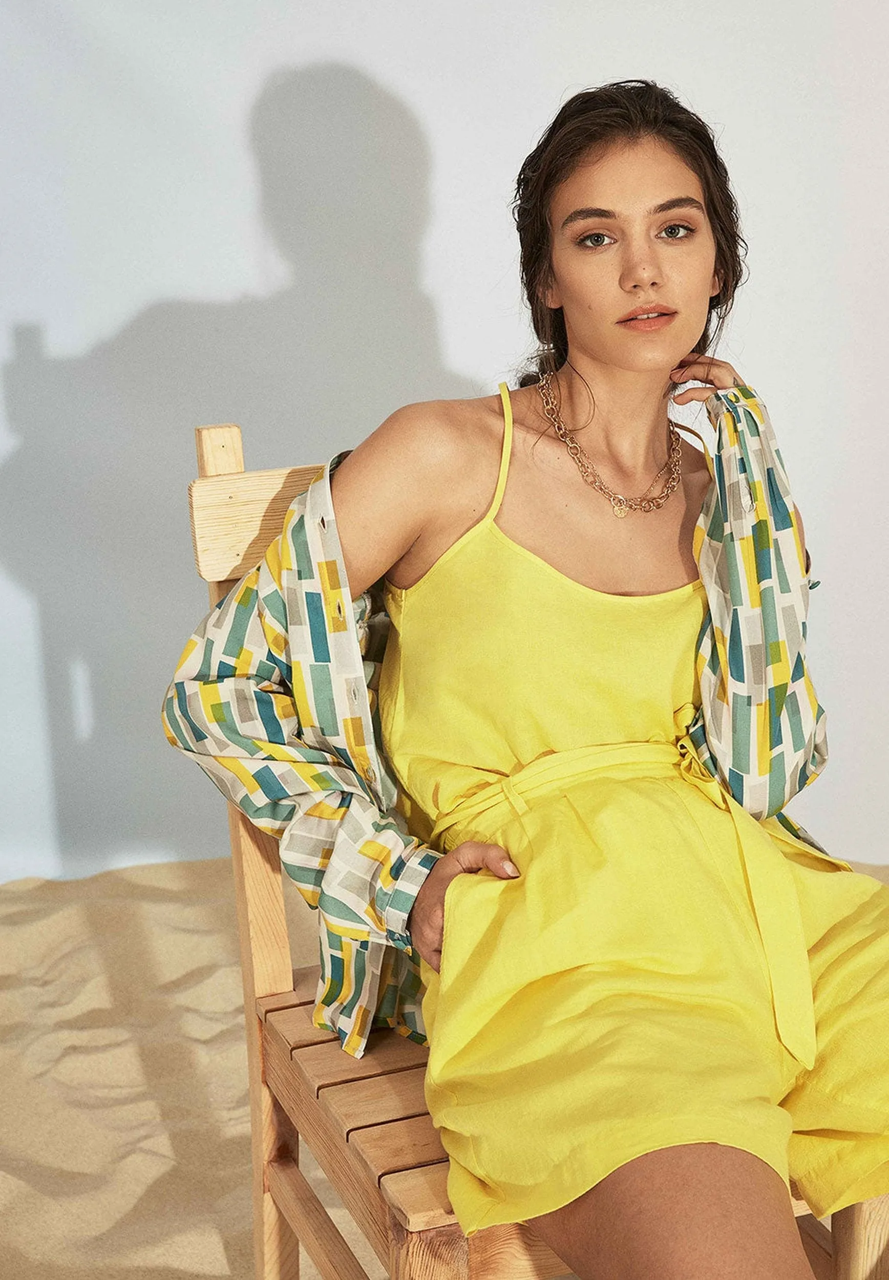 Linen Blend Shorts With Tie Belt Lemonade sold by Ivalo.com product image thumbnail 4