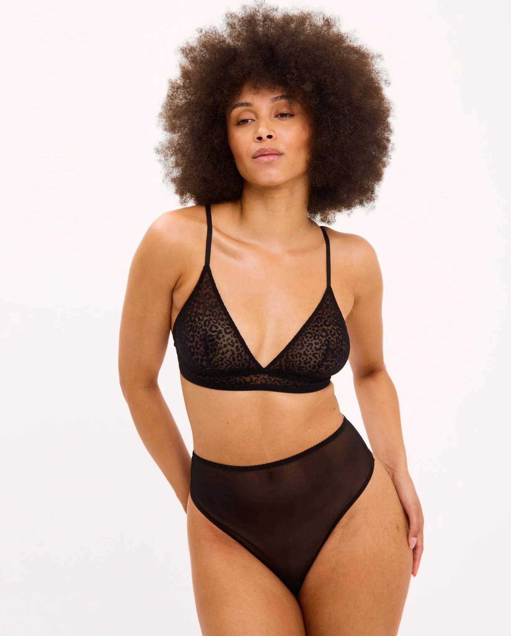 Mesh Triangle Bralette Black Leopard sold by Ivalo.com product image thumbnail 3