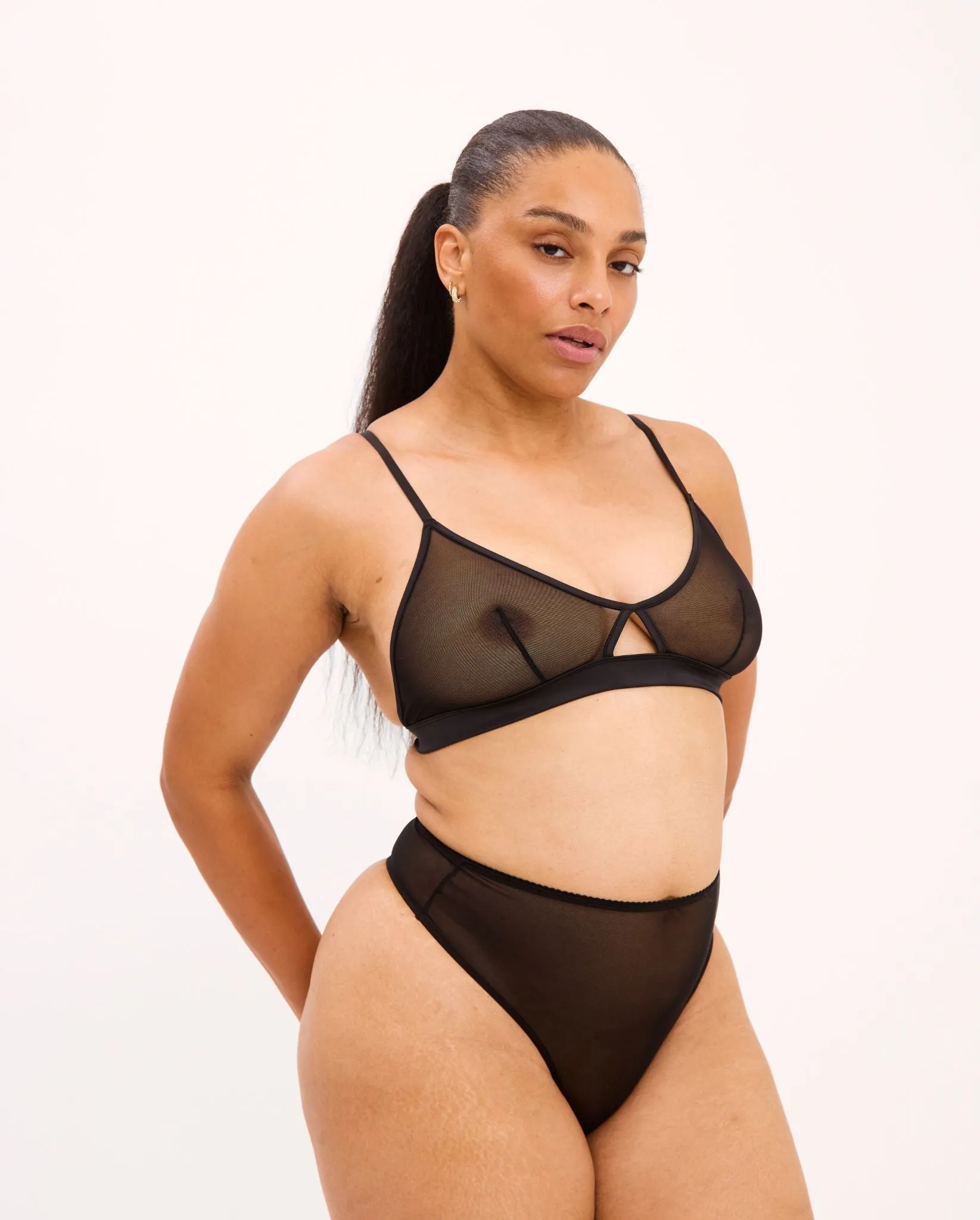 Mesh Cut-Out Triangle Bralette Black sold by Ivalo.com product image thumbnail 2