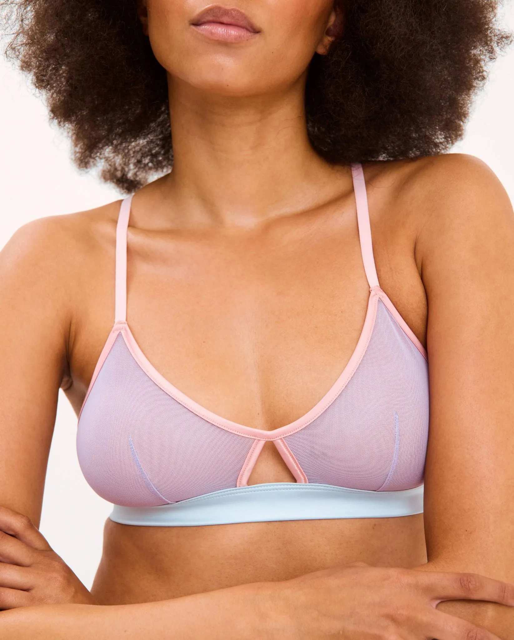 Mesh Cut-Out Triangle Bralette Pastel Lilac sold by Ivalo.com product image thumbnail 4