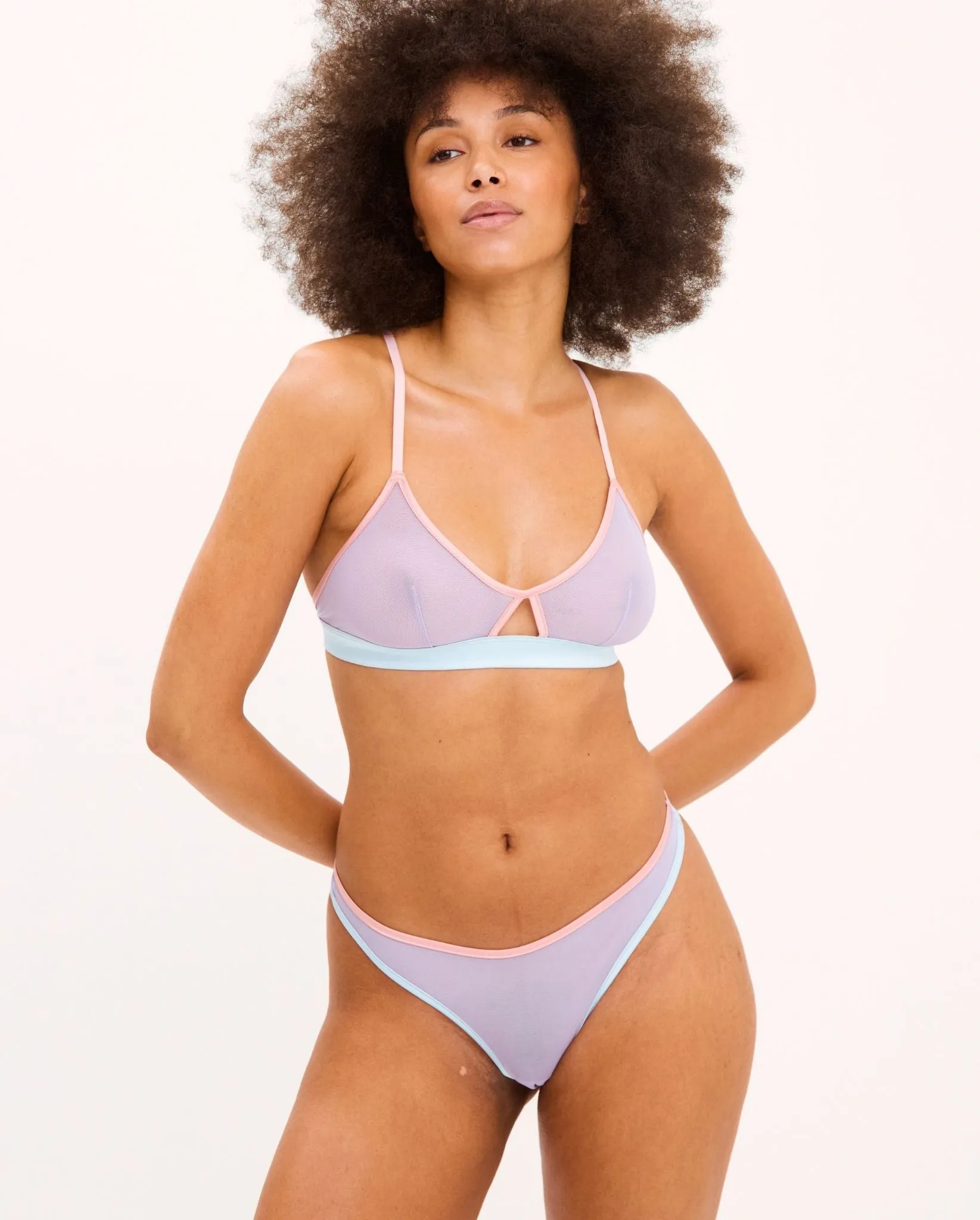 Mesh Cut-Out Triangle Bralette Pastel Lilac sold by Ivalo.com product image thumbnail 3