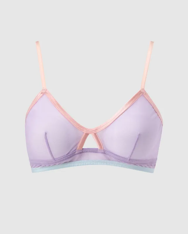 Mesh Cut-Out Triangle Bralette Pastel Lilac sold by Ivalo.com