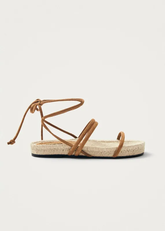 Rayna Leather Sandals Suede Tan made by Alohas