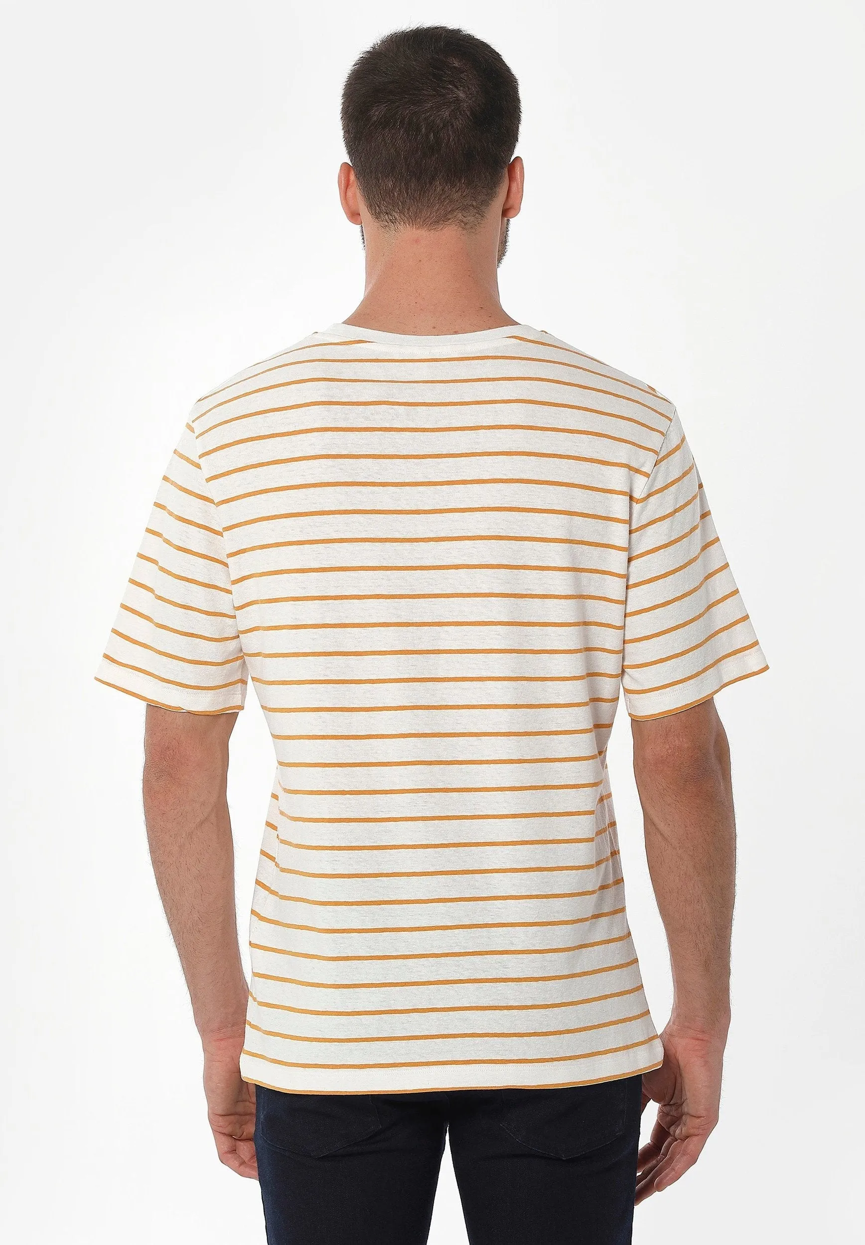 Men's Striped Linen Blend T-Shirt Off White / Mango sold by Ivalo.com product image thumbnail 2