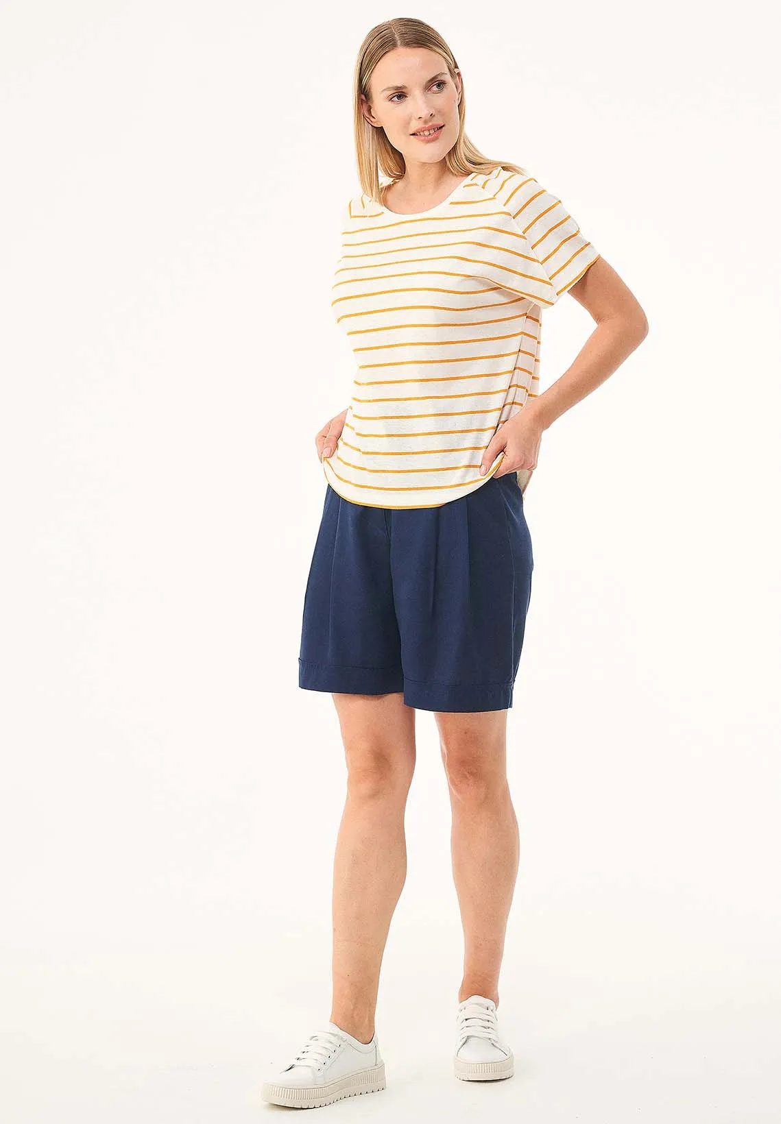 Striped Linen Blend T-Shirt Off White / Mango sold by Ivalo.com product image thumbnail 3