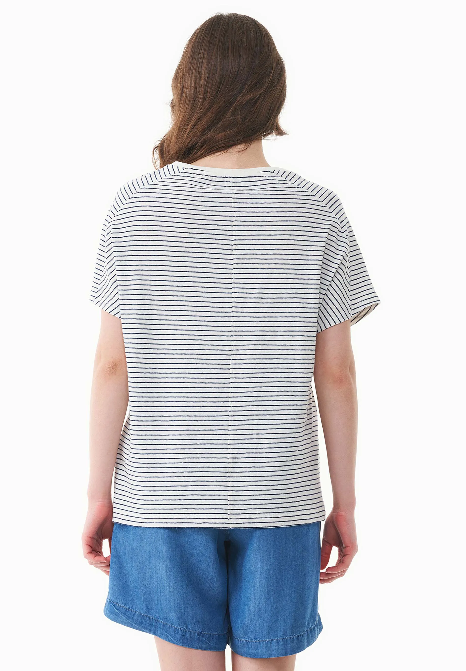 Thinly Striped Linen Blend T-Shirt Off White / Navy sold by Ivalo.com product image thumbnail 2