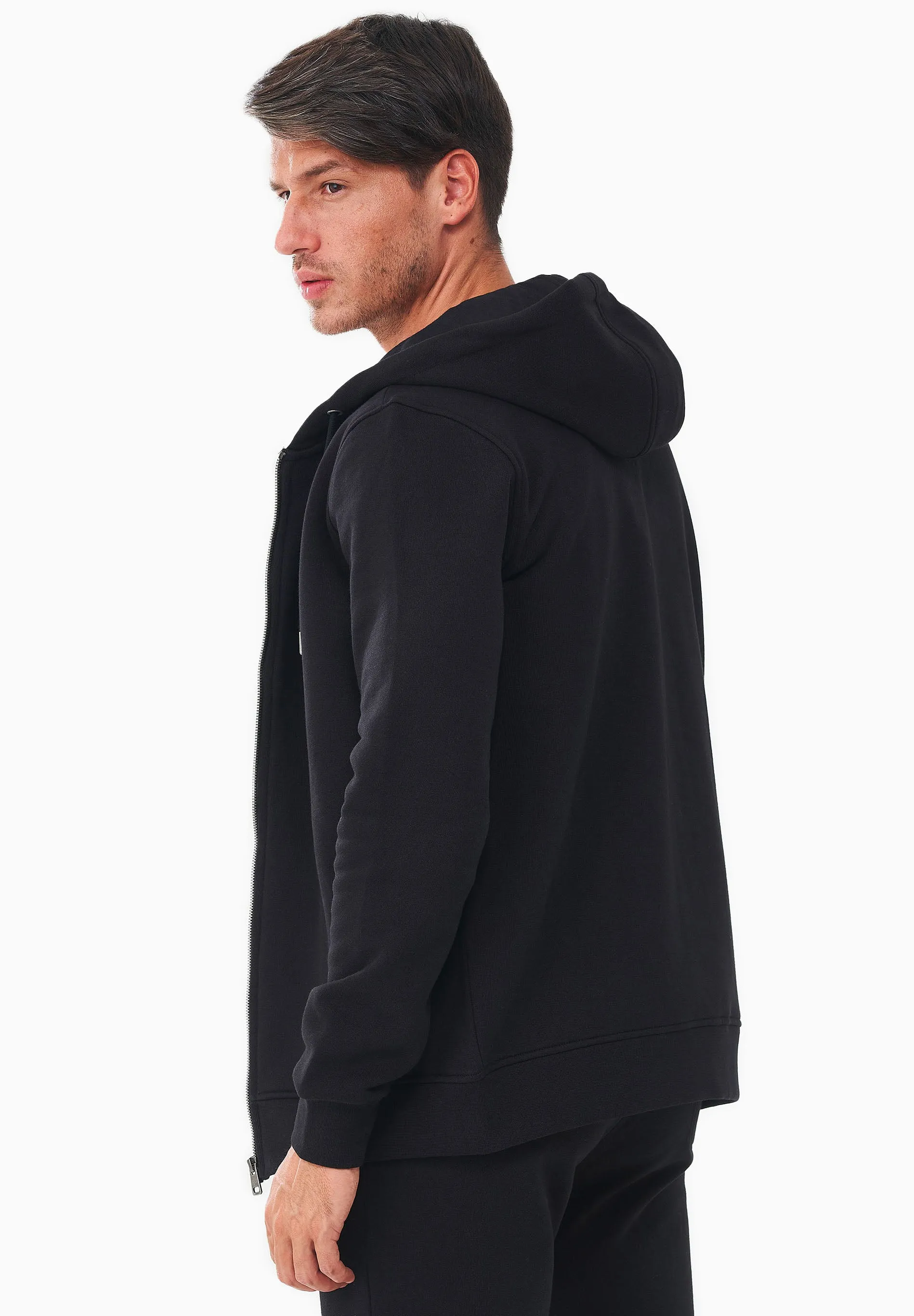 Men's Organic Cotton Fleece Zipper Hoodie Black sold by Ivalo.com product image thumbnail 2